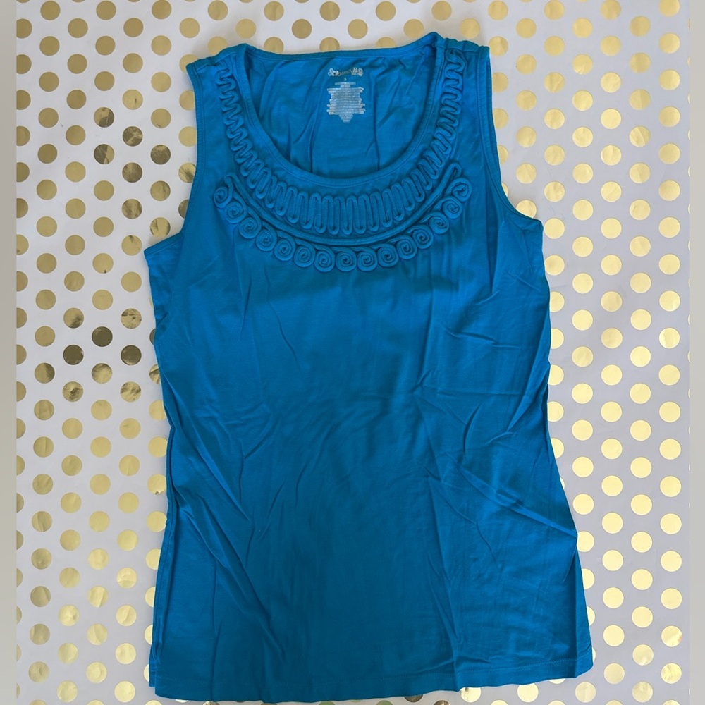 St. John's Bay Blue Embellished Fitted Tank Top